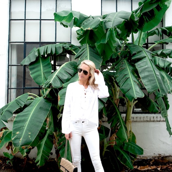 Faithfull white lace up blouse with bell sleeve size 4 - Picture 2 of 4